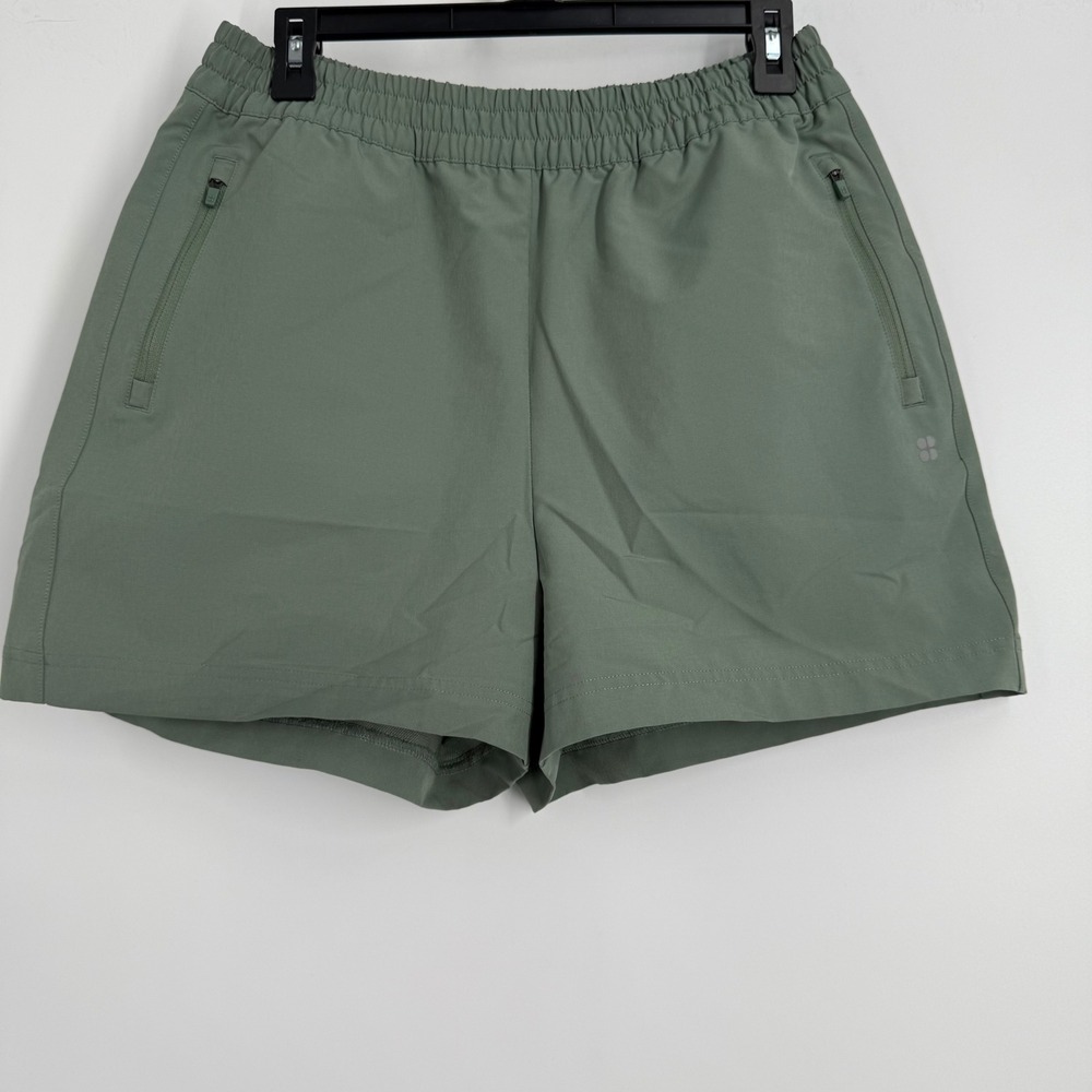 Sweaty Betty Summit Hiking Shorts Size L (12) Zip Pockets Activewear Green‎
